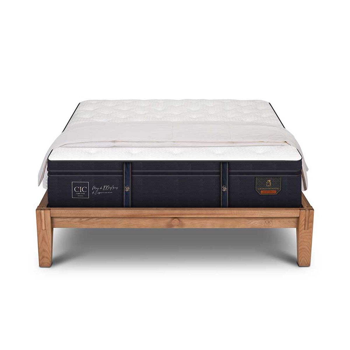 Cama Europea CIC King OAK Grand Premium + Plumón Ganso