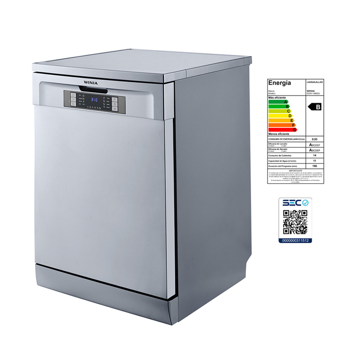 Lavavajillas Winia DDW-1480SX 14 Cubiertos