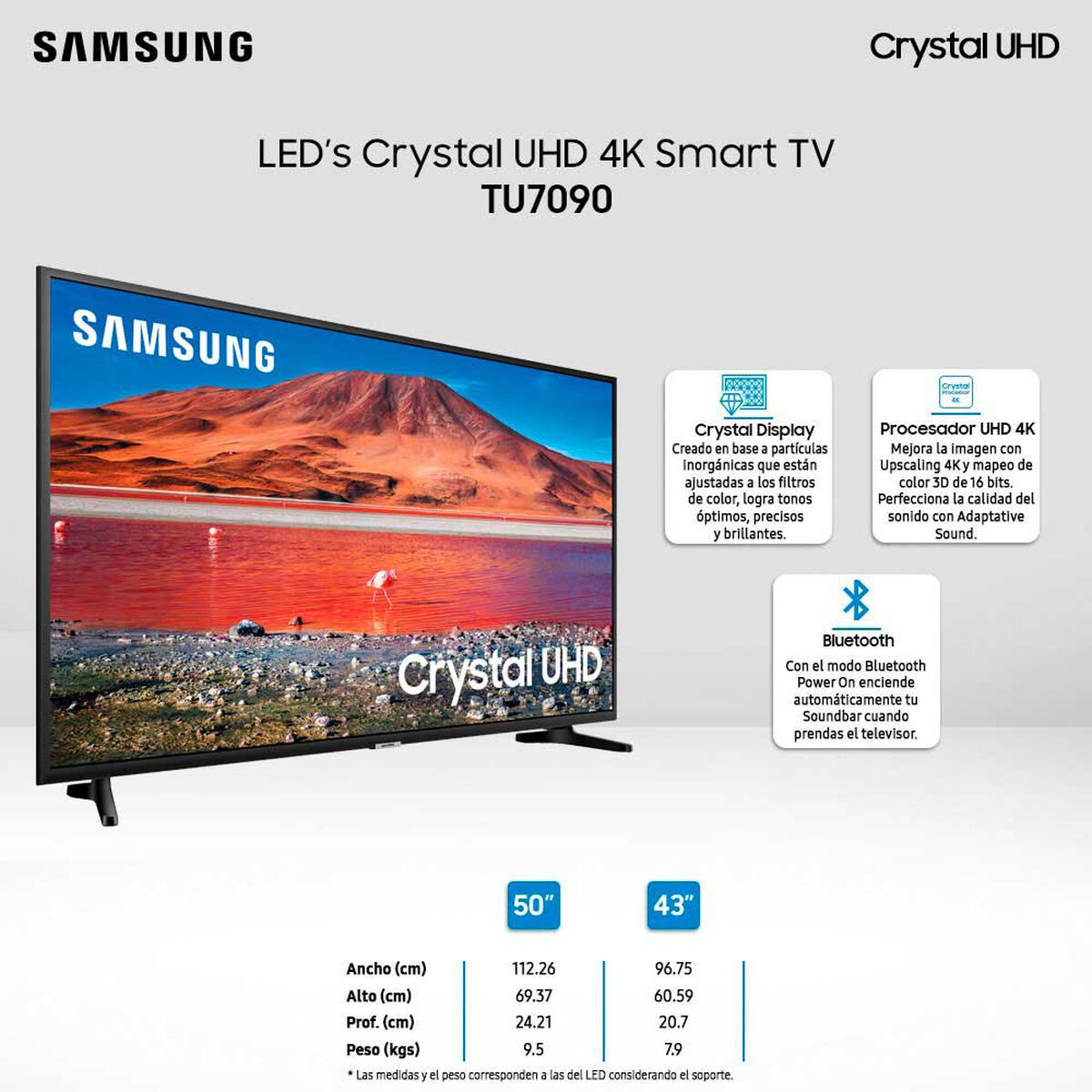 LED 43" Samsung TU7090 Smart TV Crystal UHD 4K