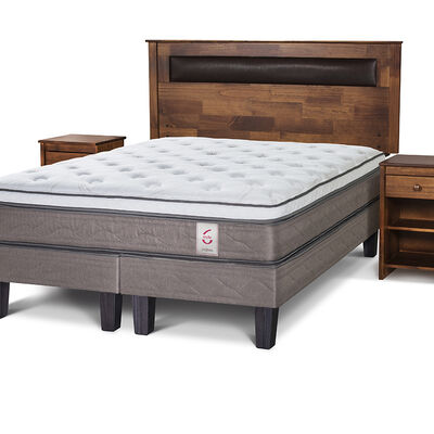 Cama Europea Rosen Base Dividida King New Style 6 + Respaldo + 2 Veladores Ferrara