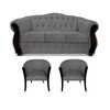 Juego de Living Elegant Detail Orlando Sofá 3 Cuerpos + Dos Sillones 1 Cuerpo Gris