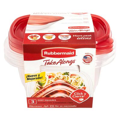 Set de 3 Contenedores Herméticos Rubbermaid Takealongs Cuadrado 1,2 lt