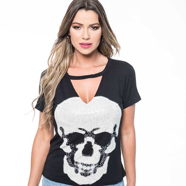 Polera Chocker Mujer Rock Caviar