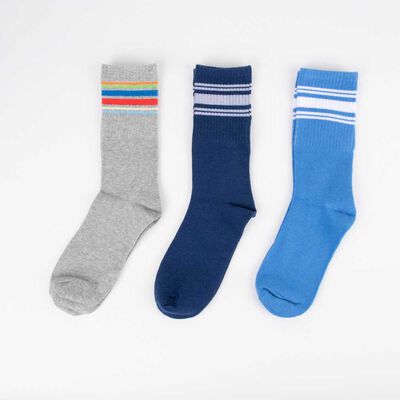 Imagen 2 del producto Pack 3 Calcetin Largo de Algodón Niño Cutback Azul, Camu