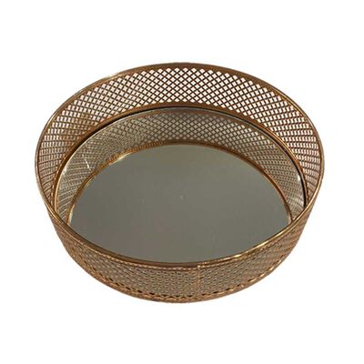 Bandeja Metal Vgo Espejada Circular 30 cm Dorado
