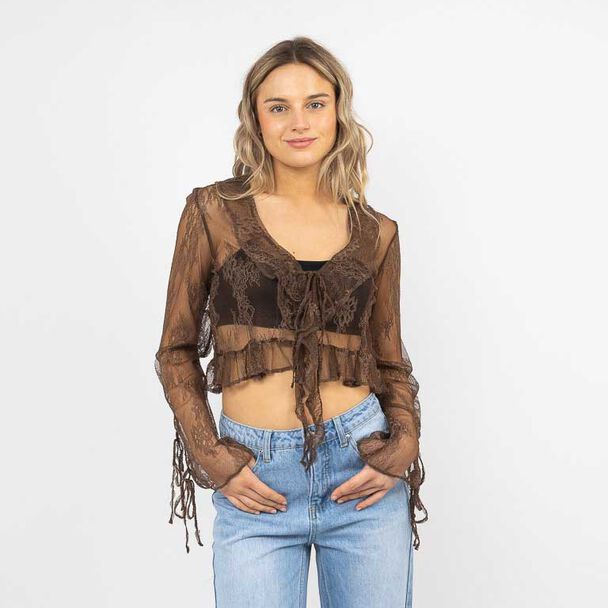 Blusa Transparente Manga Larga Mujer Icono