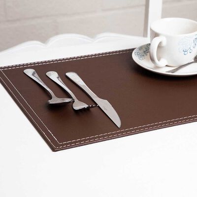 Imagen 1 del producto Set 4 Individuales Doral Eco Cuero Rectangular 32x42 Café