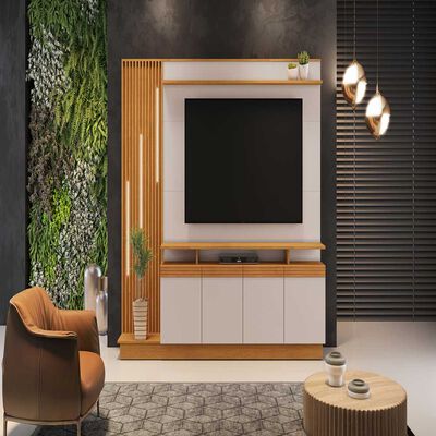 Centro Entretenimiento Almore Budapest Hasta 70" Cinamomo y Off White