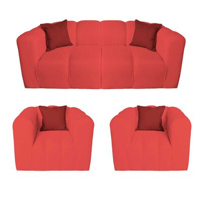Imagen 1 del producto Juego de Living Muebles MYM Leonol Sofá 3 Cuerpos + Dos Sillones 1 Cuerpo Burdeo