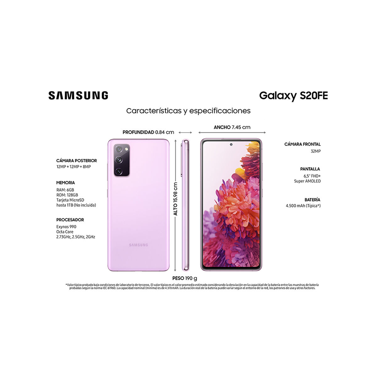 Celular Samsung Galaxy S20 FE 128GB 6,5" Cloud Lavender Liberado