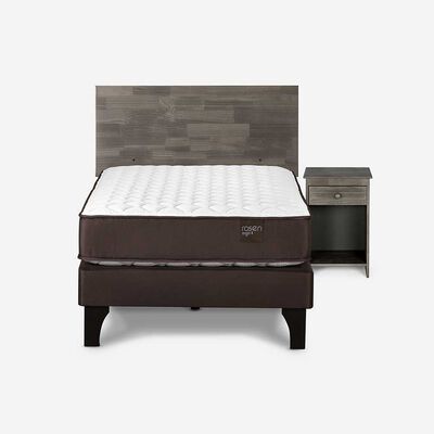 Cama Europea Rosen 1,5 Plazas Ergo T + Respaldo + Velador