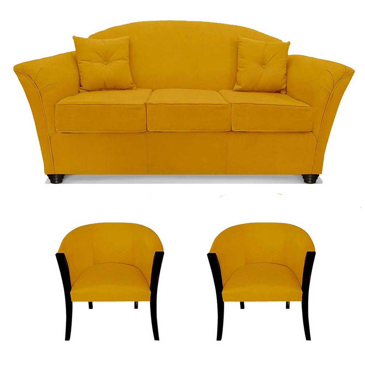 Juego de Living Elegant Detail Oregon  Sofá 3 Cuerpos + Dos Sillones 1 Cuerpo Oro