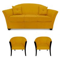 Juego de Living Elegant Detail Oregon  Sofá 3 Cuerpos + Dos Sillones 1 Cuerpo Oro