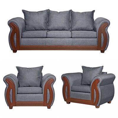 Imagen 1 del producto Juego de Living Ruzam Mobel Isidora Sofá 3 Cuerpos + Dos Sillones 1 Cuerpo Lino Gris