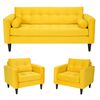 Juego de Living Bodevir Retro Felpa 3 Cuerpos + Dos Sillones 1 Cuerpo Amarillo