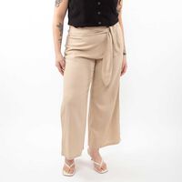 Pantalón Lino Palazzo Mujer Extralindas Arena