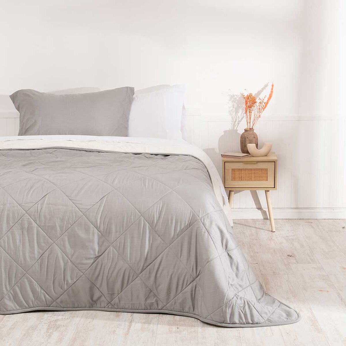 Plumón Mashini 1,5 Plazas Liso Gris