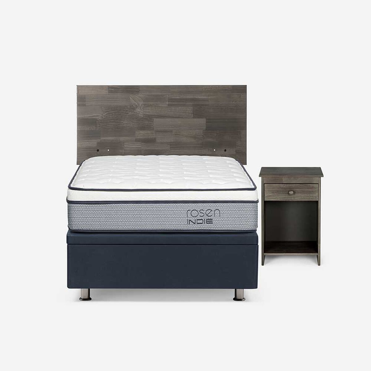 Boxet Rosen 1,5 Plazas Indie + Respaldo + Velador Tabor Grafito