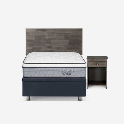 Imagen 1 del producto Boxet Rosen 1,5 Plazas Indie + Respaldo + Velador Tabor Grafito