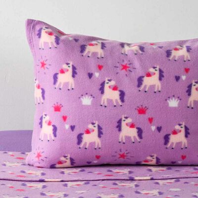 Imagen 2 del producto Sábana de polar American Family 1,5 Plazas Unicornio Morado