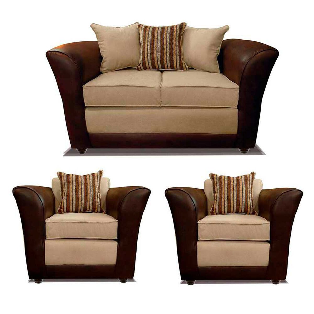 Juego de Living Elegant Detail Minesota Sof&aacute; 2 Cuerpos + Dos Sillones 1 Cuerpo Beige