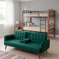 Combo Camarote Casanova 216 Dd 1 Plaza Capuccino + Celta Pack 2 Colchones 1 Plaza Evolution 190x90CM + Pack Almohadas Celta Imperial Soft Blanco 65 x 45 cm + Sofá Cama Casanova Renata 3 cuerpos Verde Piedra