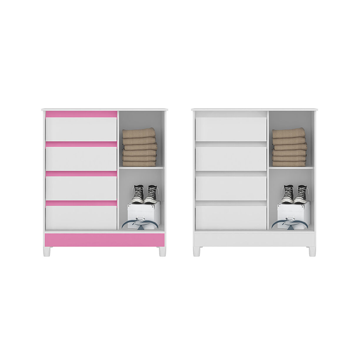 Cómoda Armand 4 Cajones Rosa/Blanco