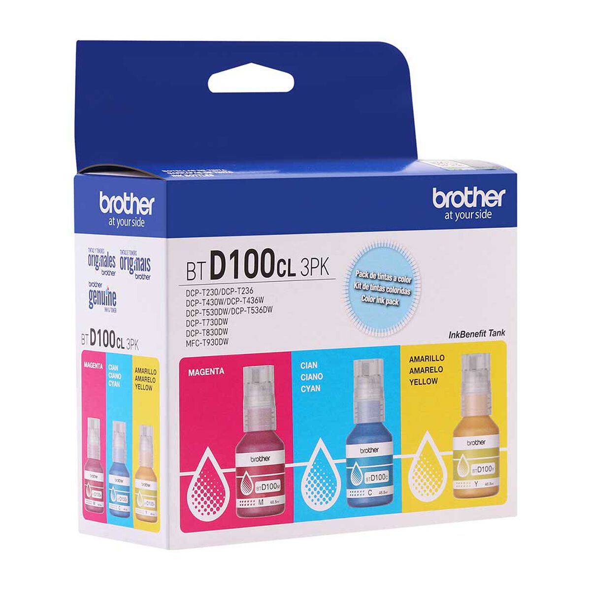 Pack 3 Tintas Brother BTD100CL3PK Cian, Magenta y Amarillo
