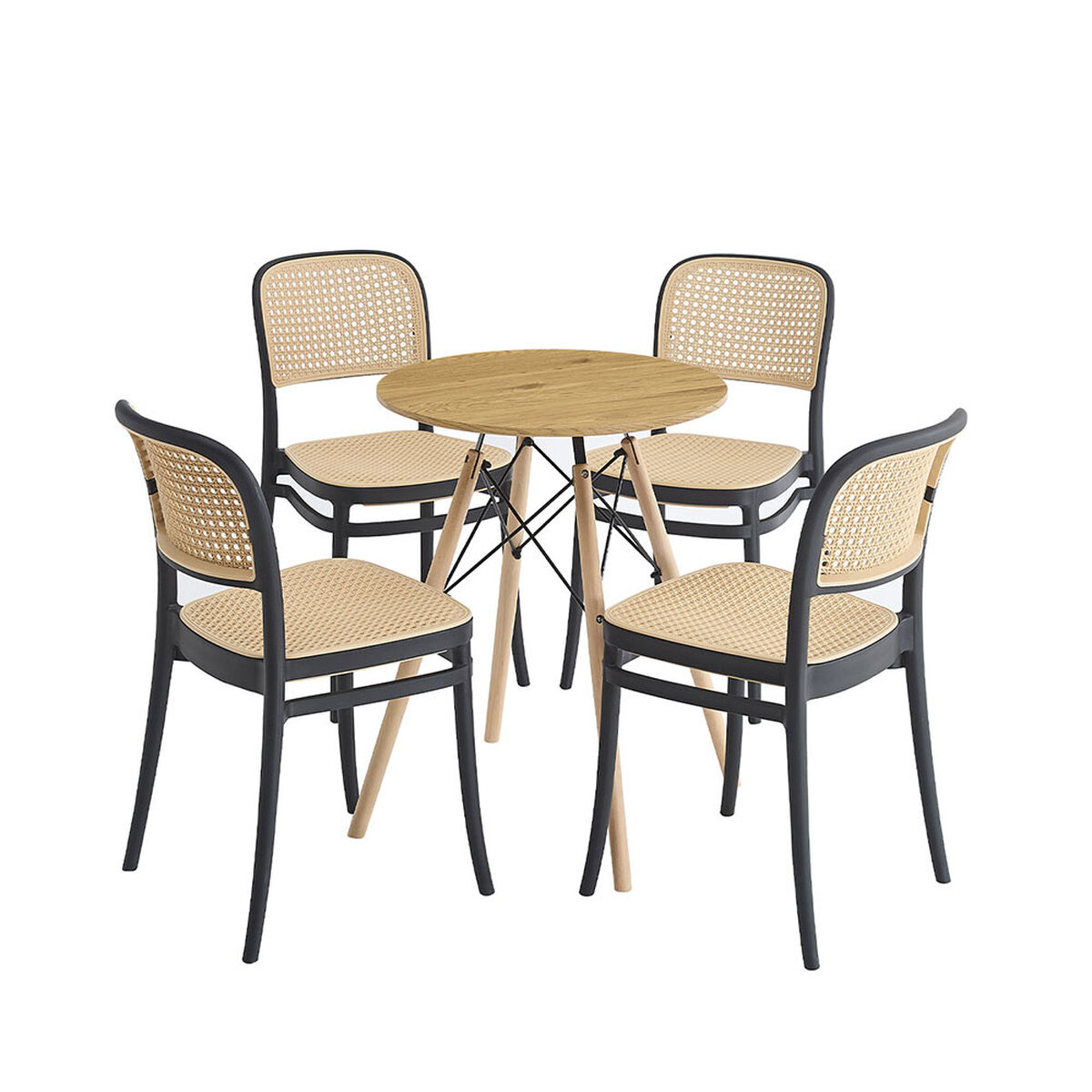 Juego de Comedor Vekkahome Loft Duna 4 Sillas Caf&eacute;