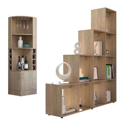 Imagen 2 del producto Combo Bar Esquinero + Biblioteca TuHome Beijing Rovere