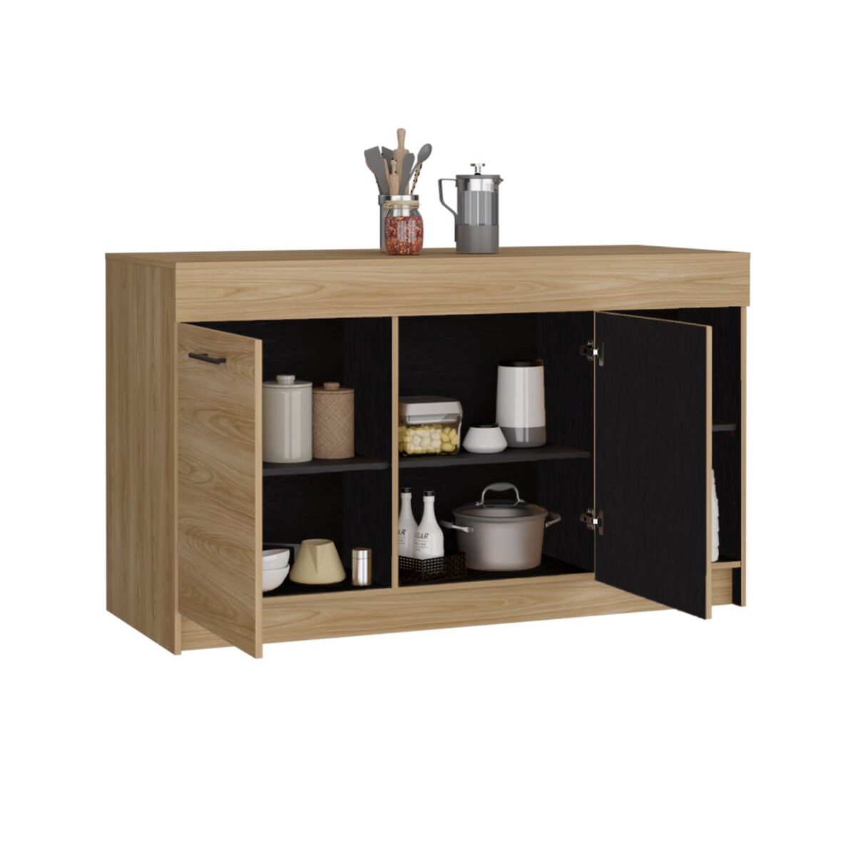Barra Auxiliar de Cocina Tuhome Luna 2 Puertas Fresno Wengue
