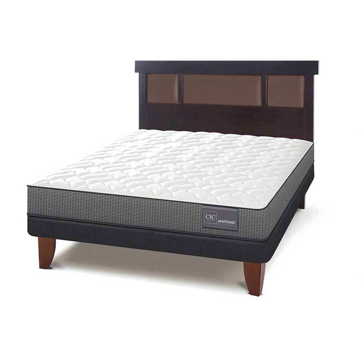 Cama Europea CIC 2 Plazas Anatomic + Respaldo New DublinChocolate
