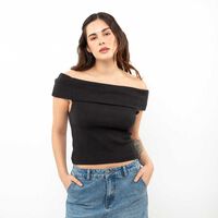 Polera Bardot Mujer Zibel Negro