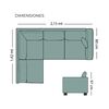 Sofá Seccional Izquierdo Living Factory Musso 5 Cuerpos Menta