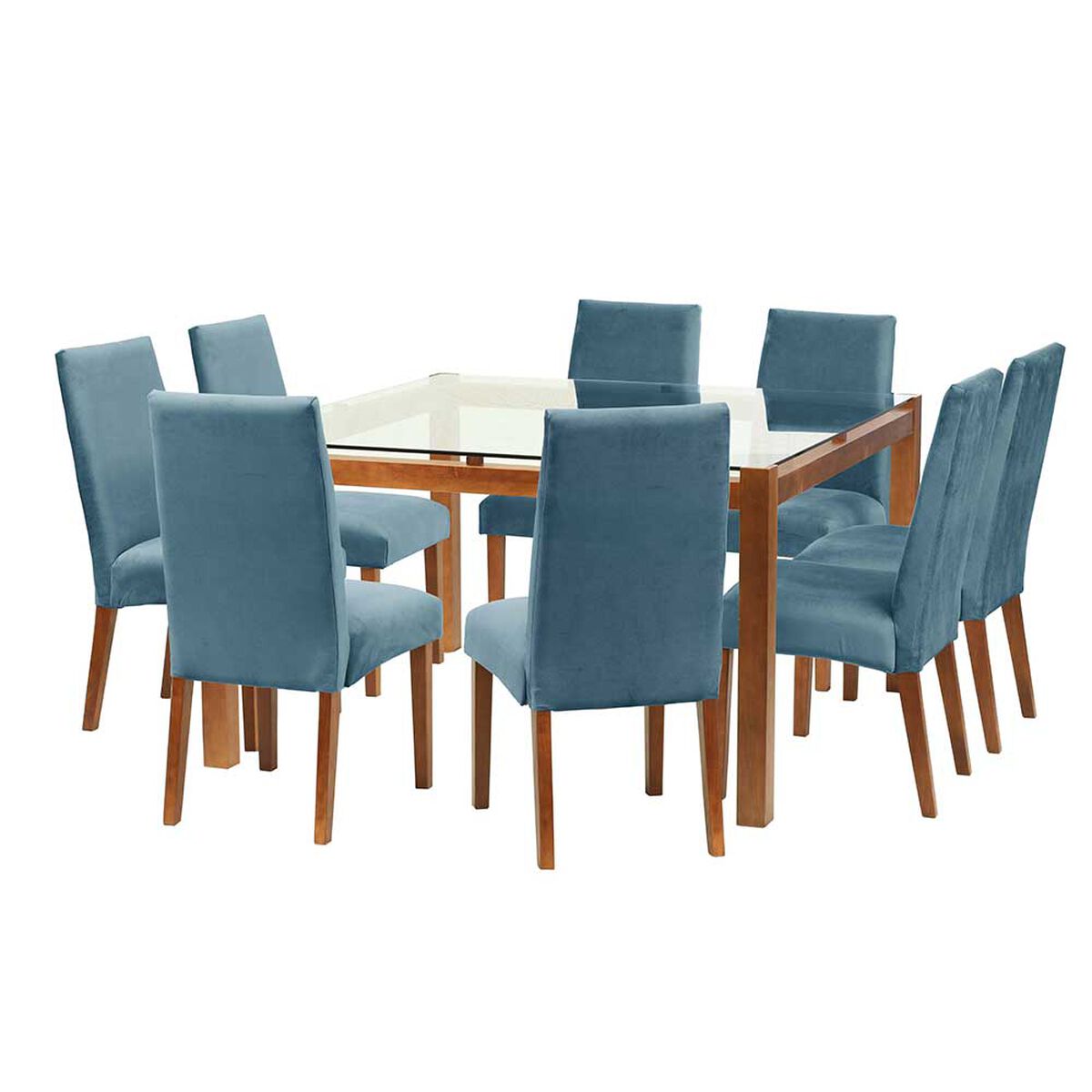 Juego de Comedor Latam Home Barcelona 8 Sillas Azul Petroleo