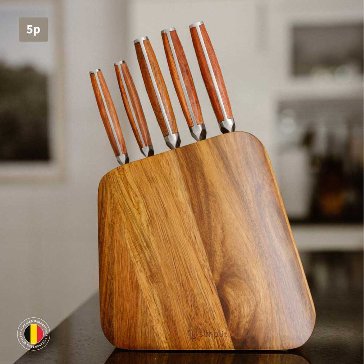 Set Cuchillos Simplit Holz 5 Piezas + Taco