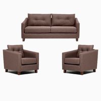 Juego de Living Barra Design Elena Sofá 3 Cuerpos + Dos Sillones 1 Cuerpo Café