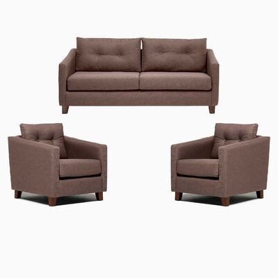 Juego de Living Barra Design Elena Sofá 3 Cuerpos + Dos Sillones 1 Cuerpo Café