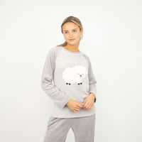 Pijama Polar Mujer Icono Gris, Rosado