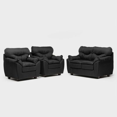 Imagen 1 del producto Juego de Living Almore Belén Sofá 2 Cuerpos + Dos Sillones 1 Cuerpo Negro