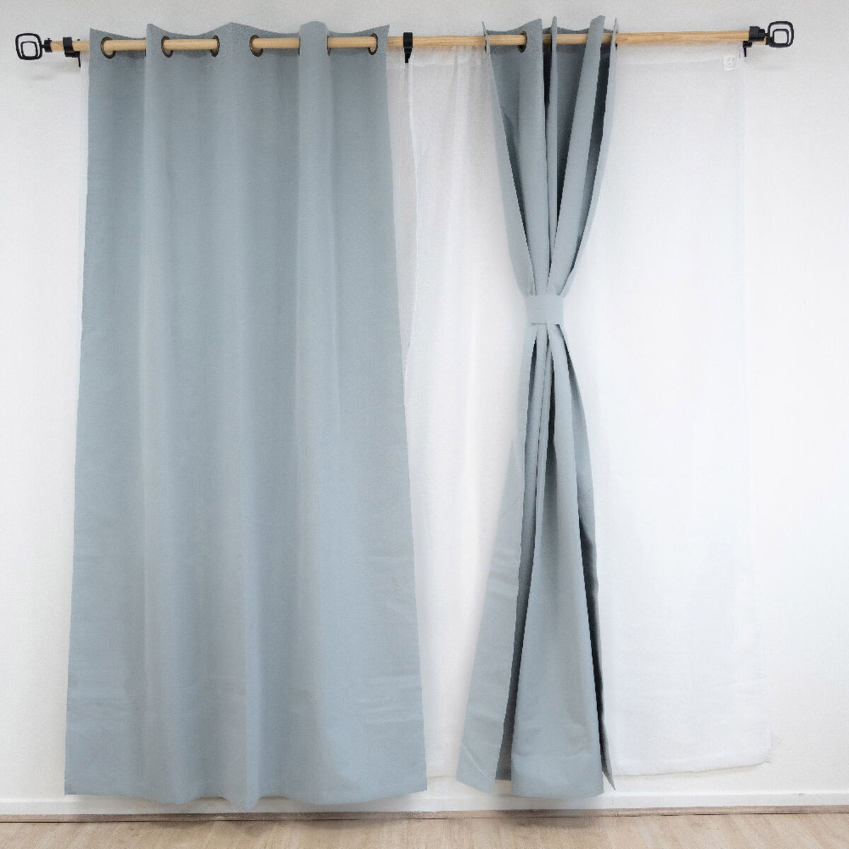 Set Cortina Doral Muguet 6 Piezas 140x220 cm Gris Perla
