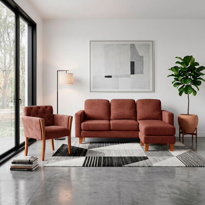 LATAM HOME Seccional Intercambiable Latam Home Venecia 3 Cuerpos Chocolate + Sitial Kiel Tela Chocolate