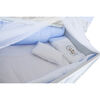 Combo Cuna Casanova Mini Luna Gris/Azul + Colchón Cuna Blanco + Set Textiles 9 Piezas Celeste