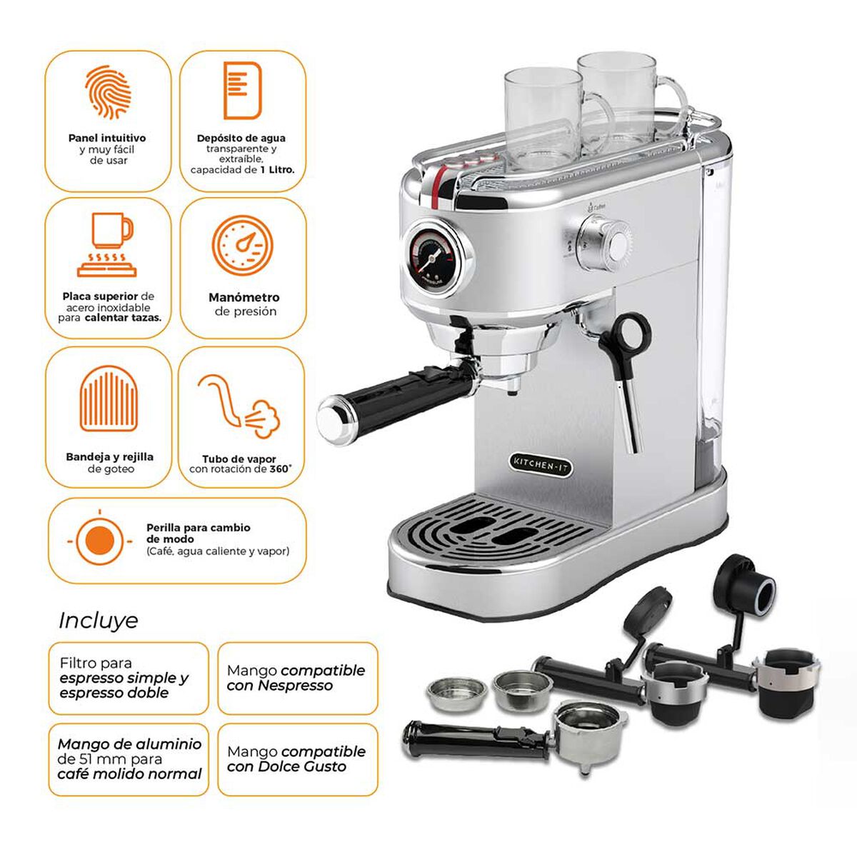 Cafetera Espresso Bari 5 en 1