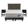 Cama Europea Flex 2 Plazas Paradise + Respaldo Design Grafito + 2 Veladores Rover