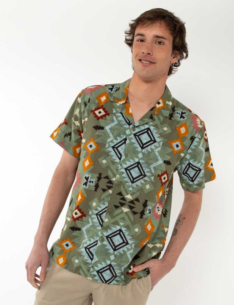 Camisa Algodón Estampada Manga Corta Hombre Fiorucci
