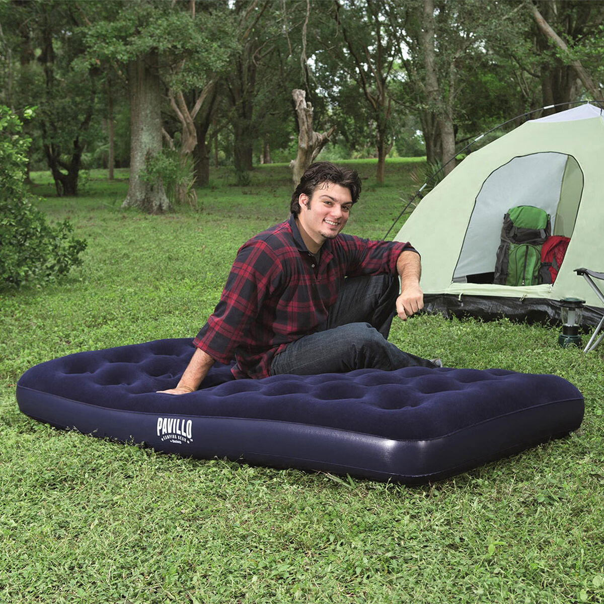 Colchón Inflable Bestway Camping Azul Twin 1 Plaza