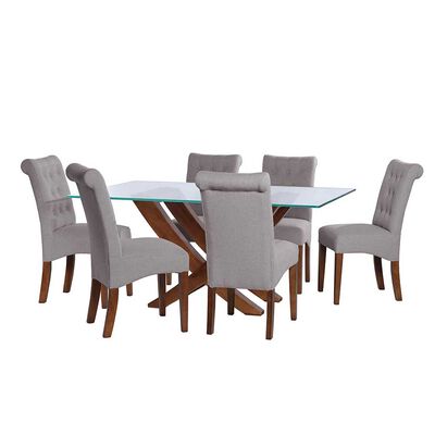 Juego de Comedor Latam Home Alicante 6 Sillas Gris Claro