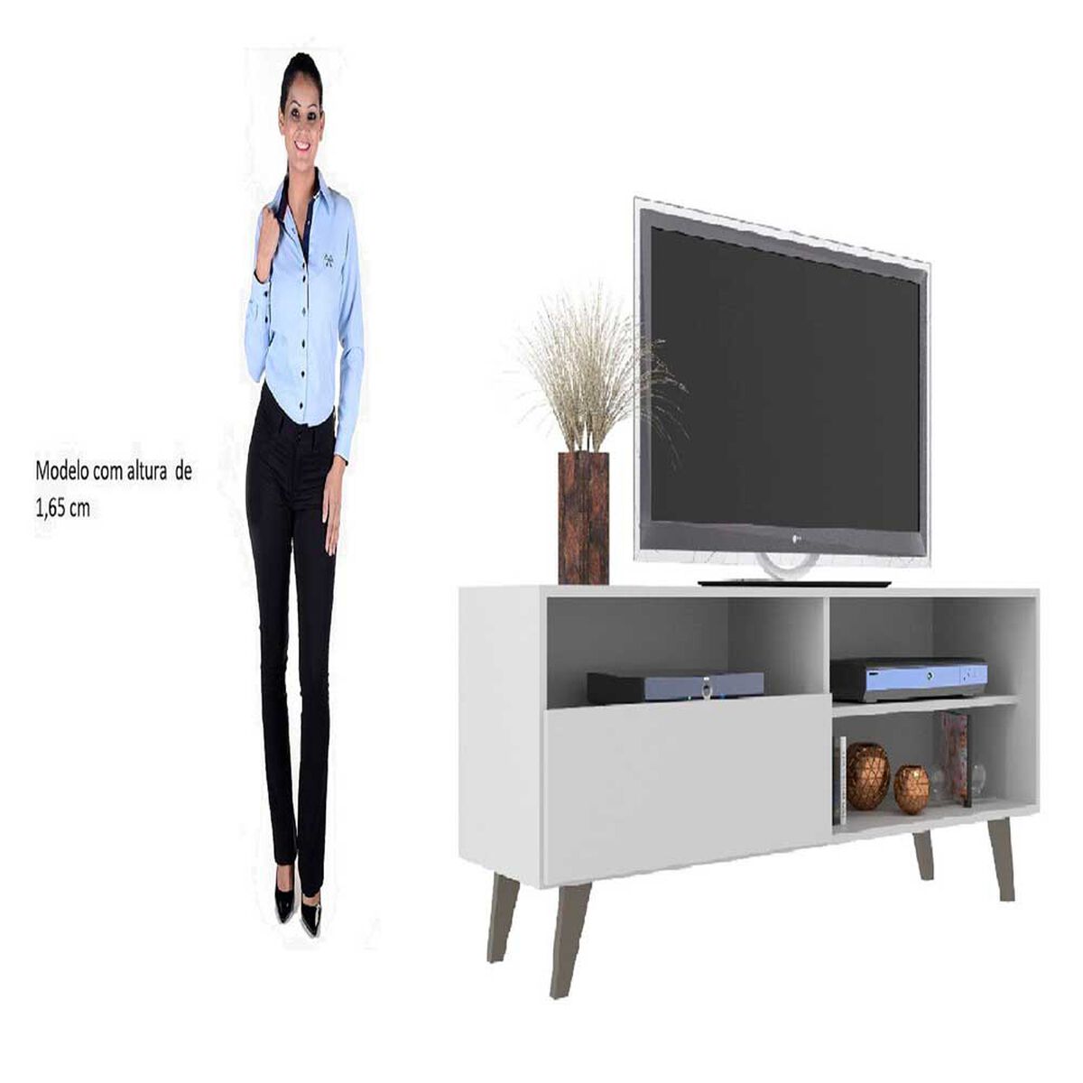 Rack TV Altavision Detroit Bco Hasta 55" Blanco