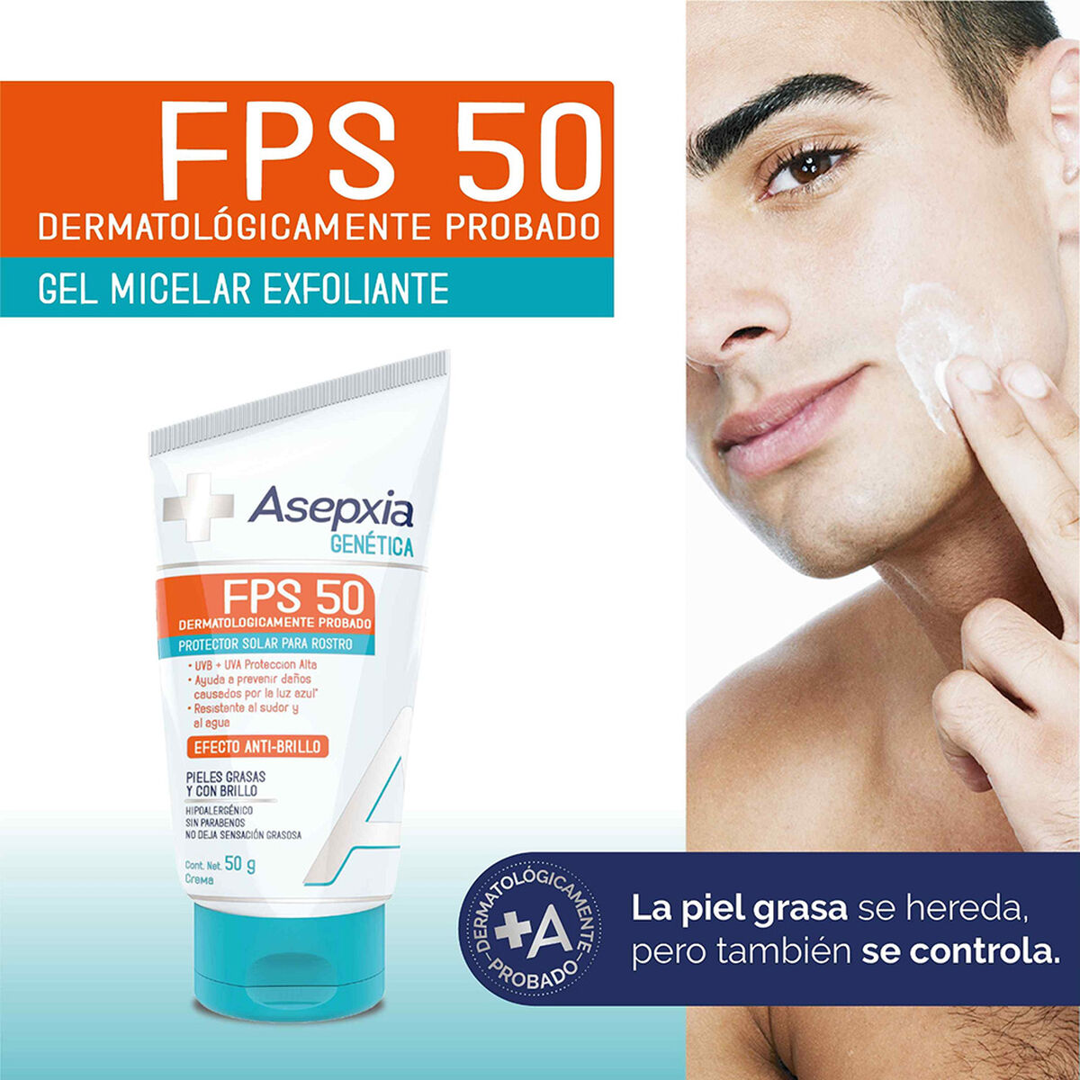 Asepxia Gen Protector Solar para Rostro FPS 50 50 gr